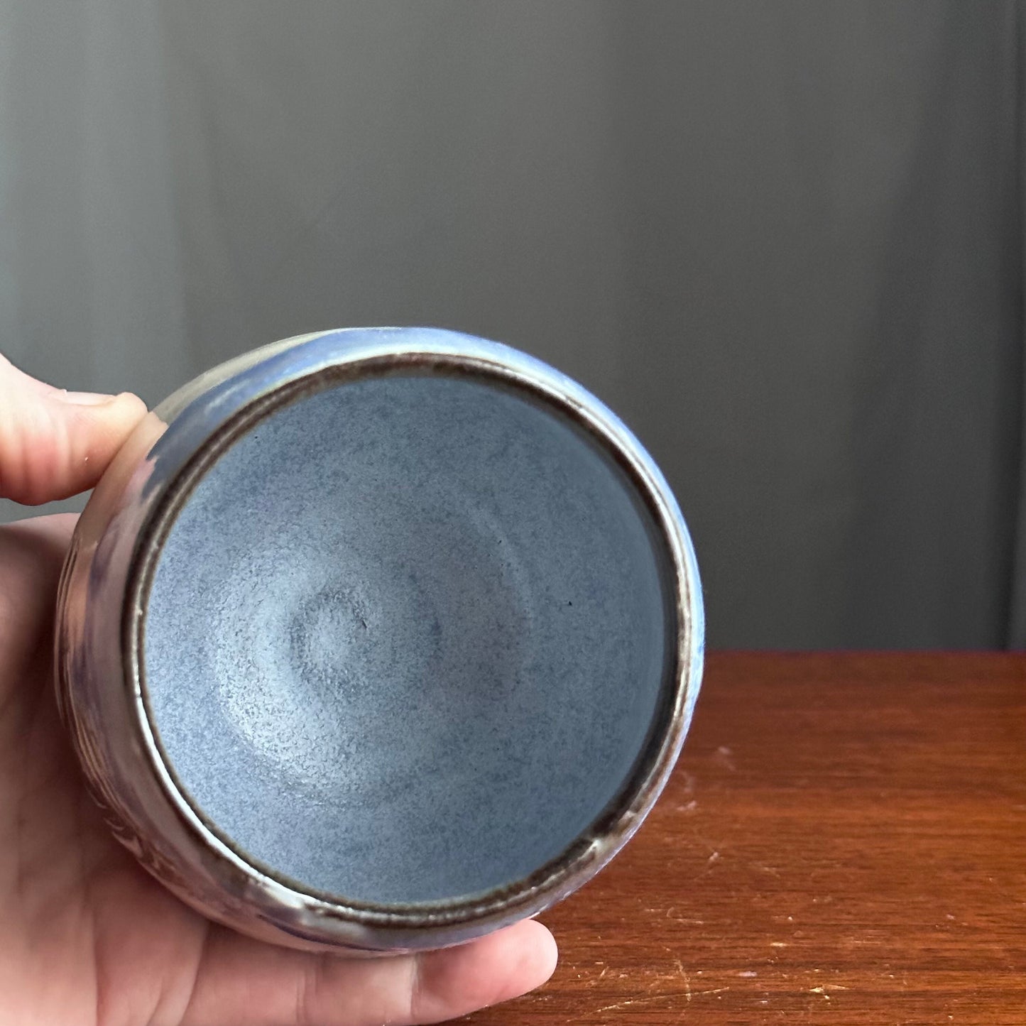 Feathers Cup Yunomi Handleless Mug Blue A101