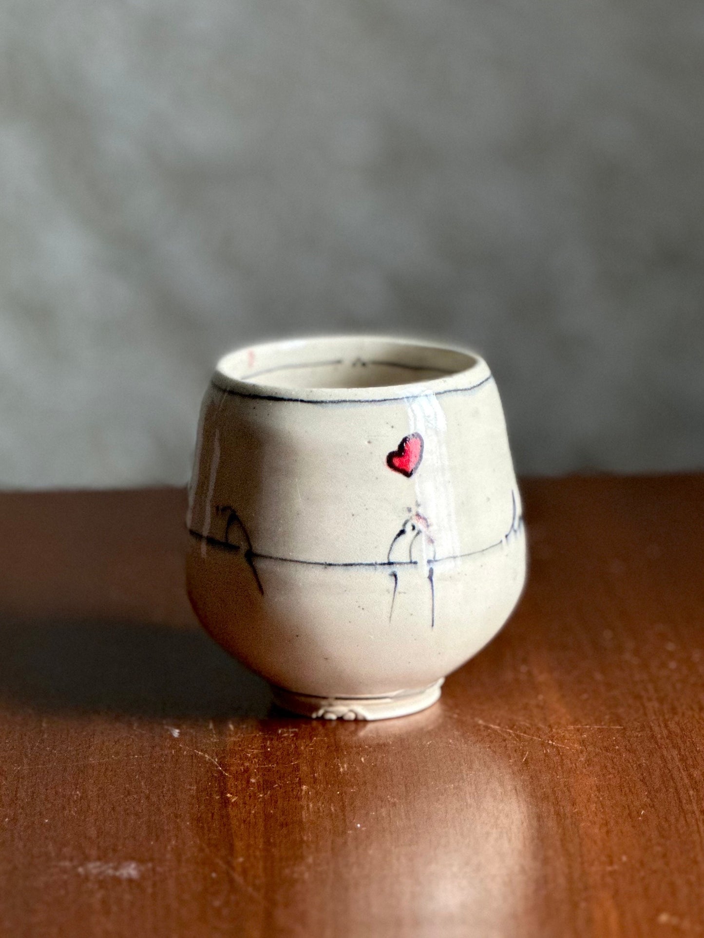 Cup Teacup Handleless Mug Tumbler “Love Deeply” Yunomi Tumbler Bird on a Wire Cup A2416