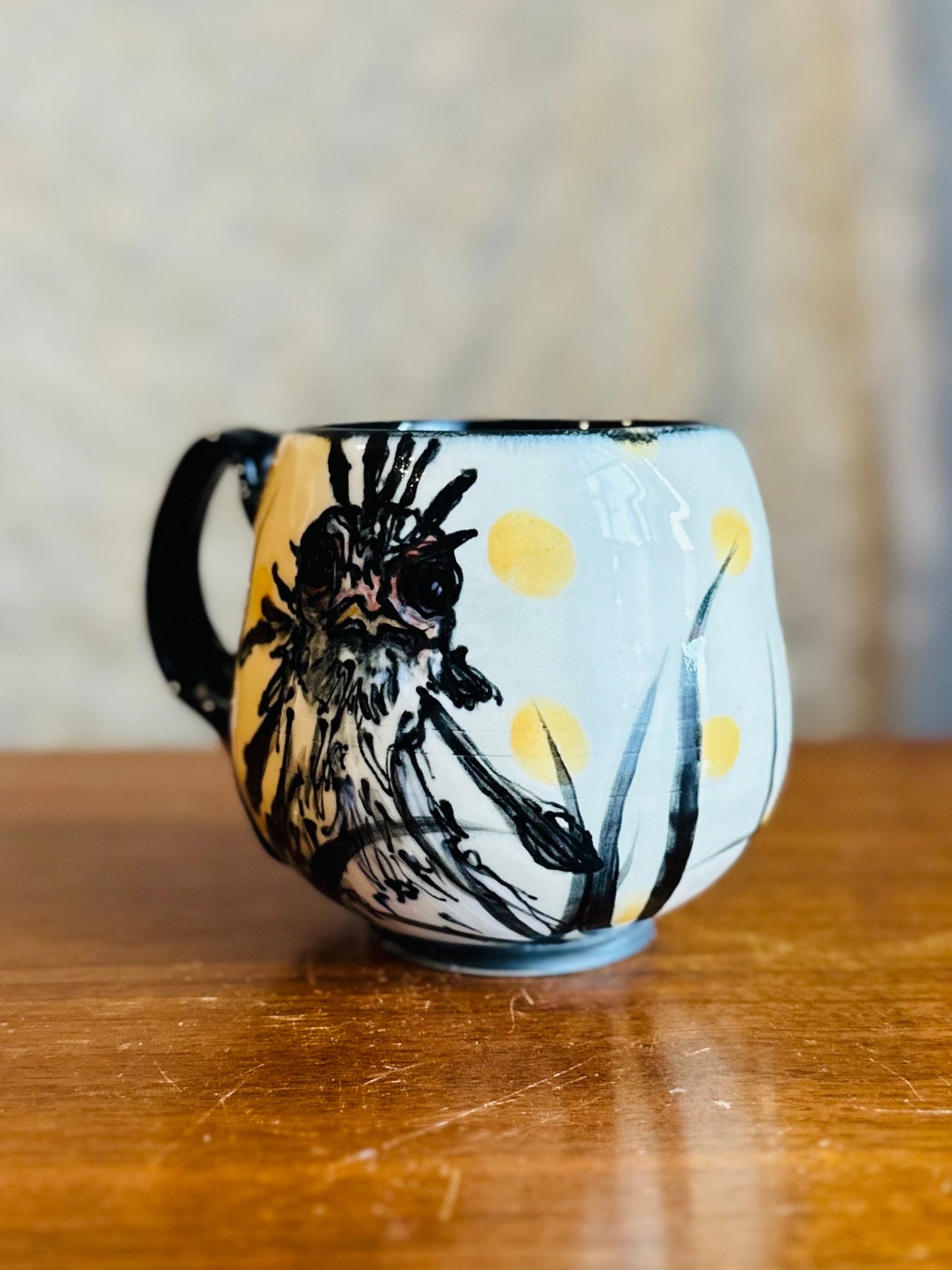 Pottery Mug Secretary Bird Mug Coffee Cup M24H