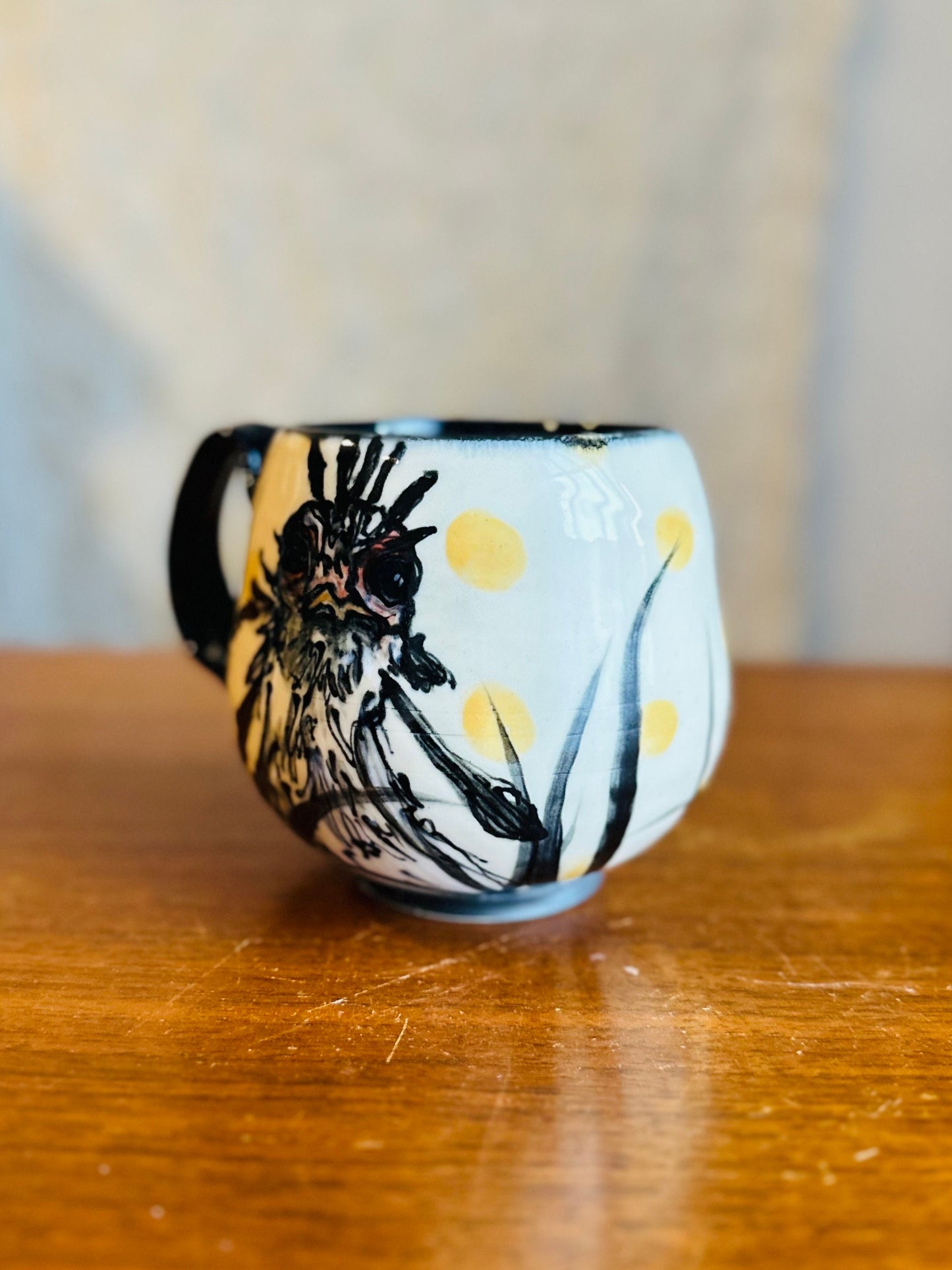 Pottery Mug Secretary Bird Mug Coffee Cup M24H