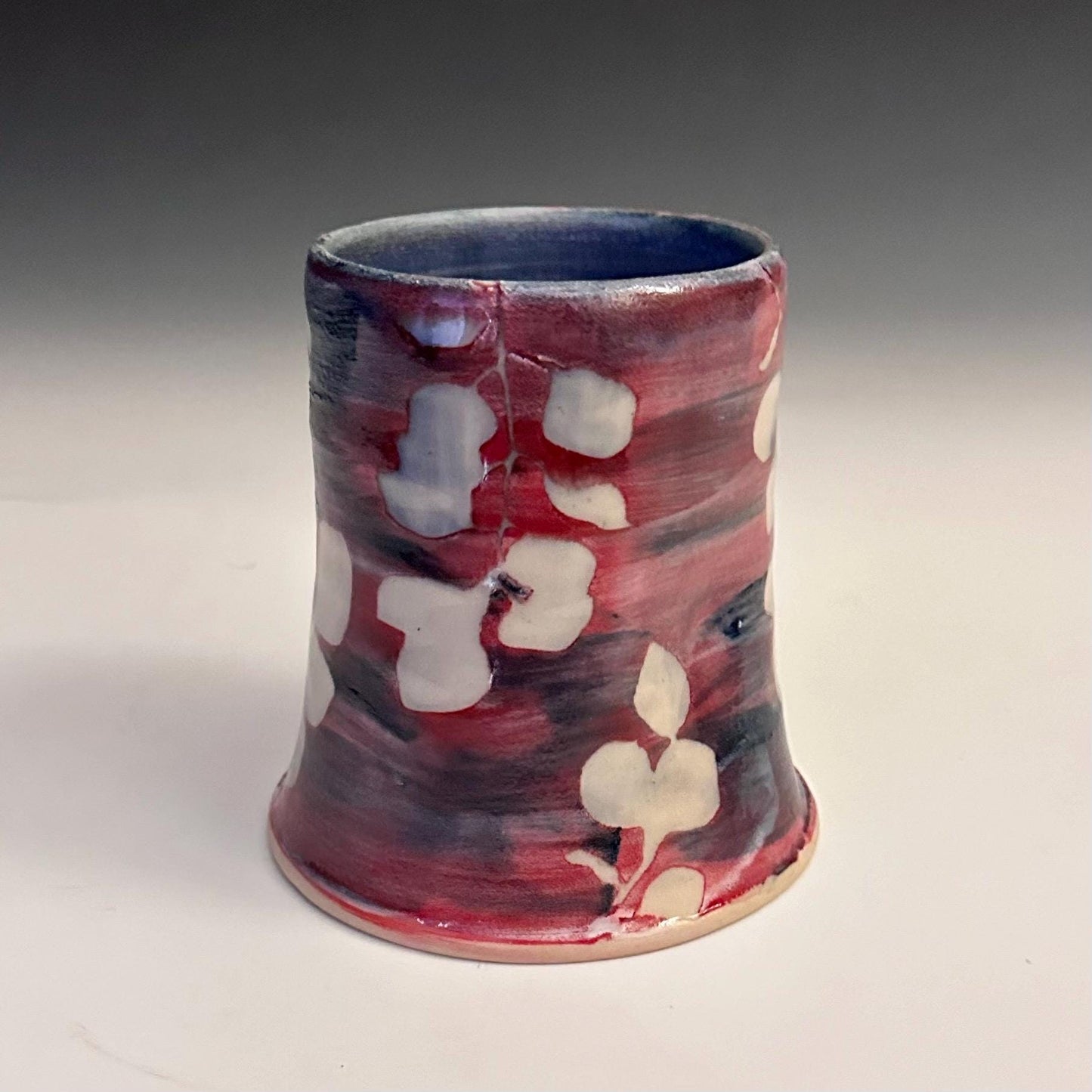 Ceramic Cup Mug Handleless Mug Stoneware Clay Cup Mug Aspen Leaves Black and White A2411