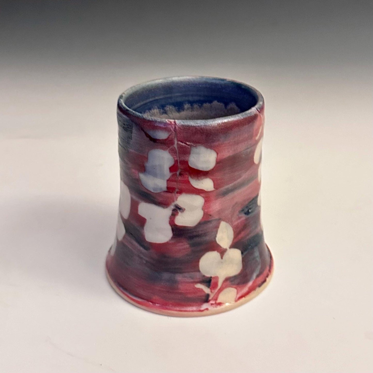 Ceramic Cup Mug Handleless Mug Stoneware Clay Cup Mug Aspen Leaves Black and White A2411
