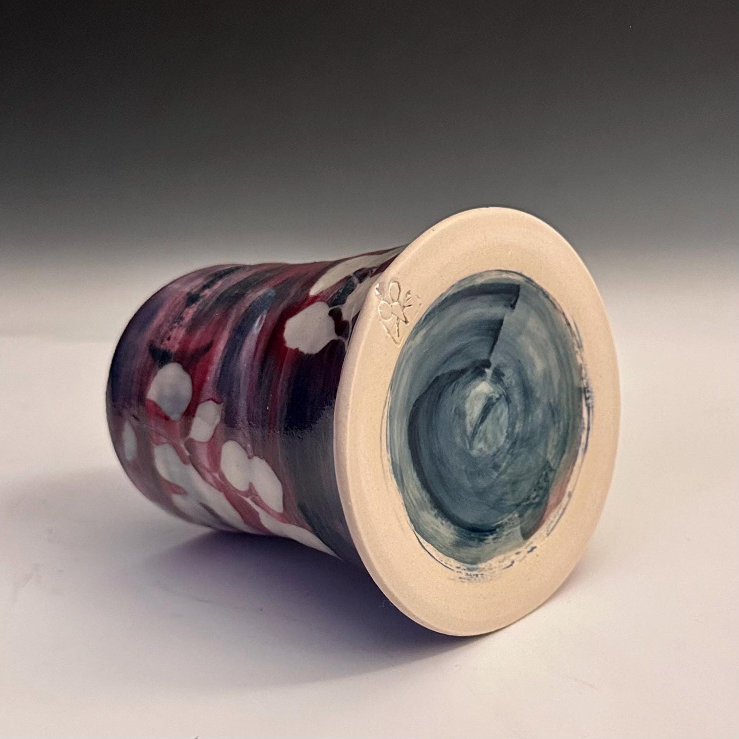 Ceramic Cup Mug Handleless Mug Stoneware Clay Cup Mug Aspen Leaves Black and White A2411