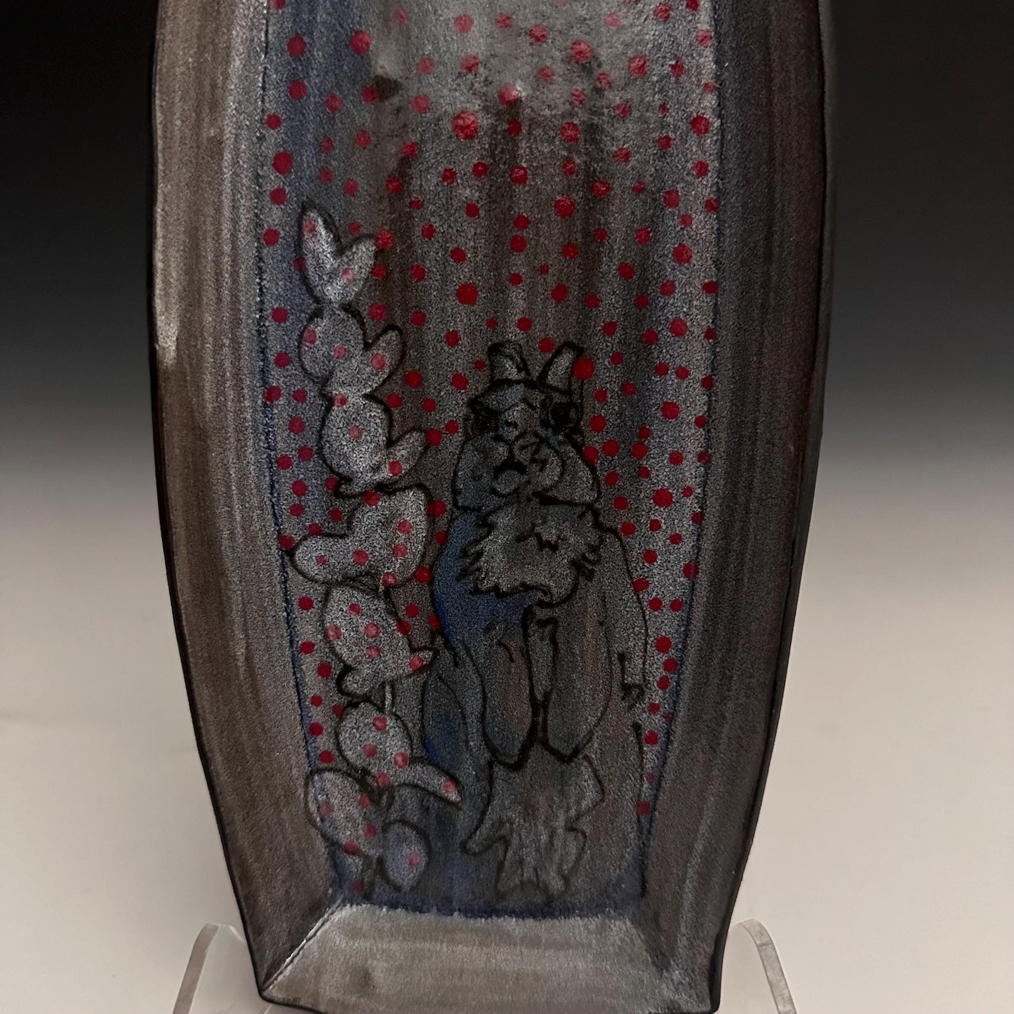 Rectangle Tray, Bunny Rabbit Plate Ceramic Tray , Hand Decorated oct022