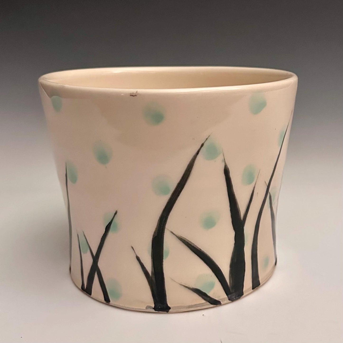 Twin Bunnies in the Grass Handmade Planter Pot