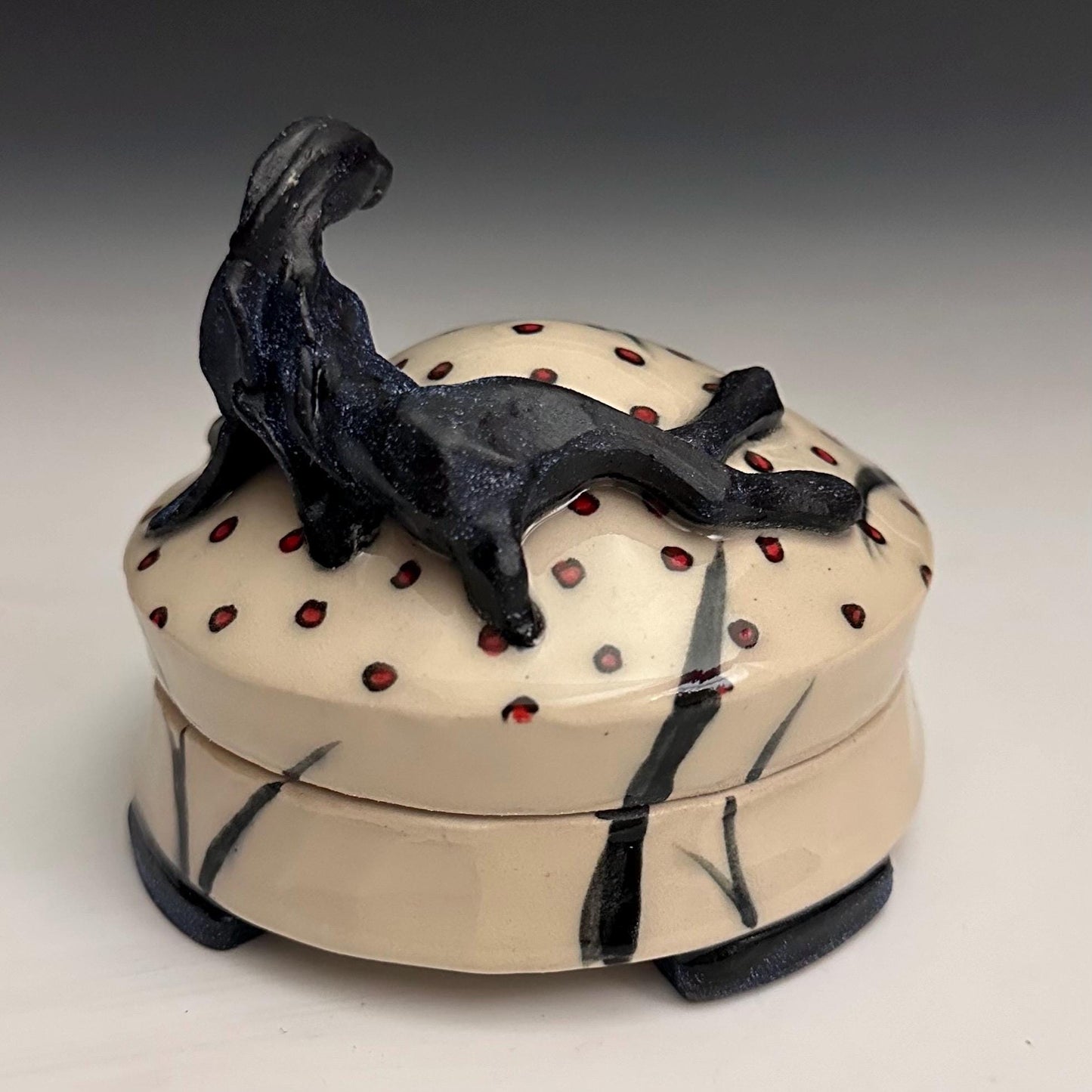 Clay Jewelry Box Hare Rabbit Bunny Blue Sparkle Whimsical Sculpture Box