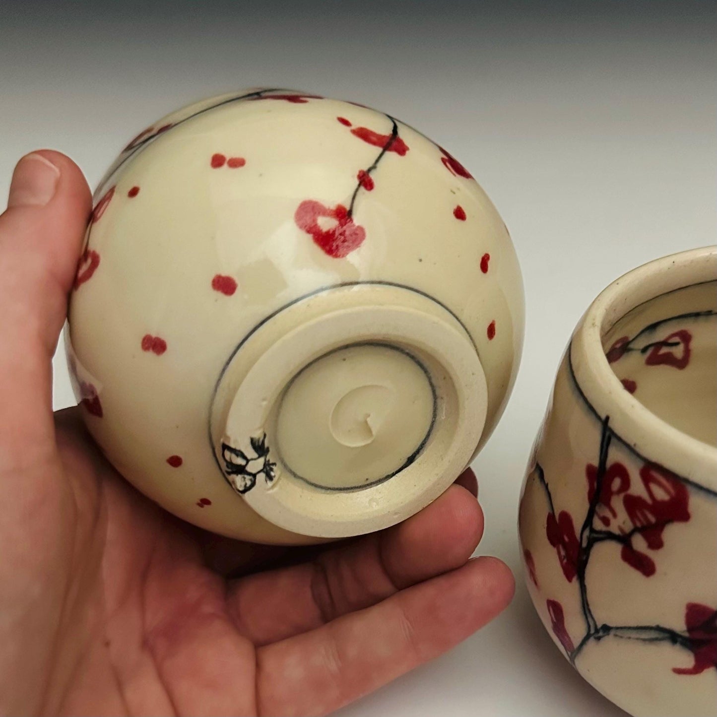 Set of 2 Cherry Blossom Cups, Japanese Inspir Yunomi or Teacup oct018