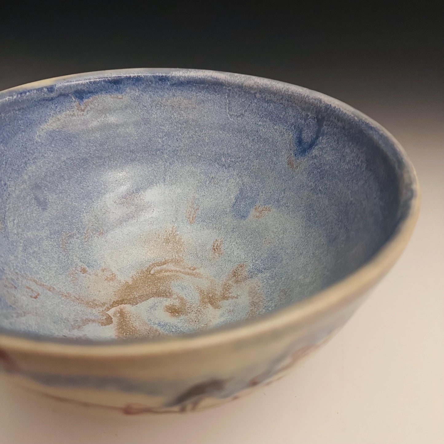 Large Serving Bowl, Cherry Blossom Design Blue Glaze Fruit Bowl Oct020