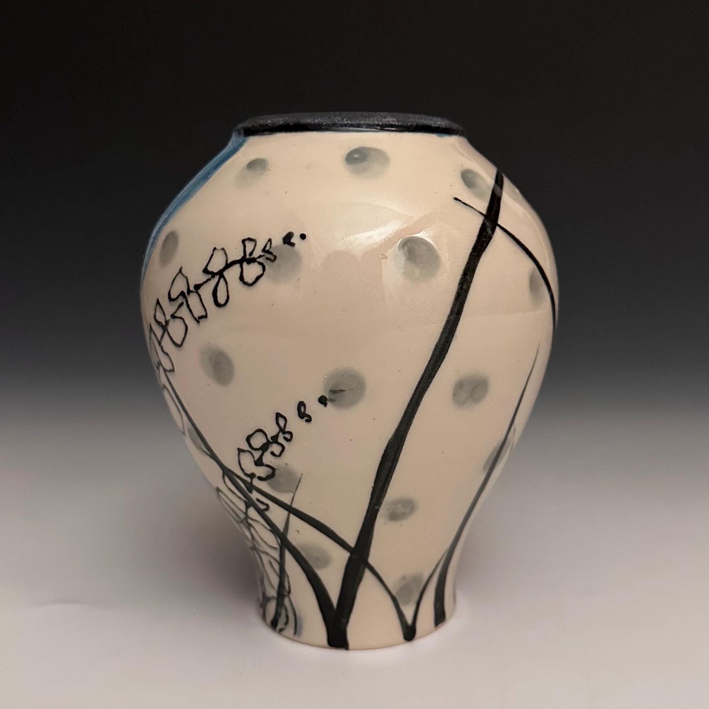 Pottery Vase Bunny in the Moonlight Vase Illustrated Vase N010