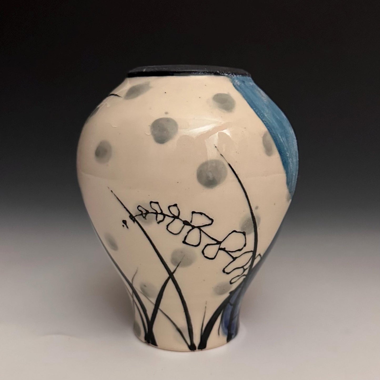 Pottery Vase Bunny in the Moonlight Vase Illustrated Vase N010