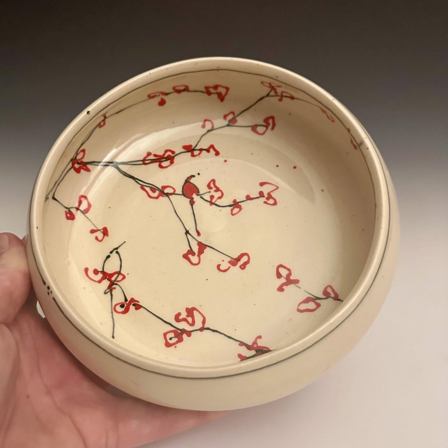 Pottery Bowl Cherry Blossom Ceramic Bowl