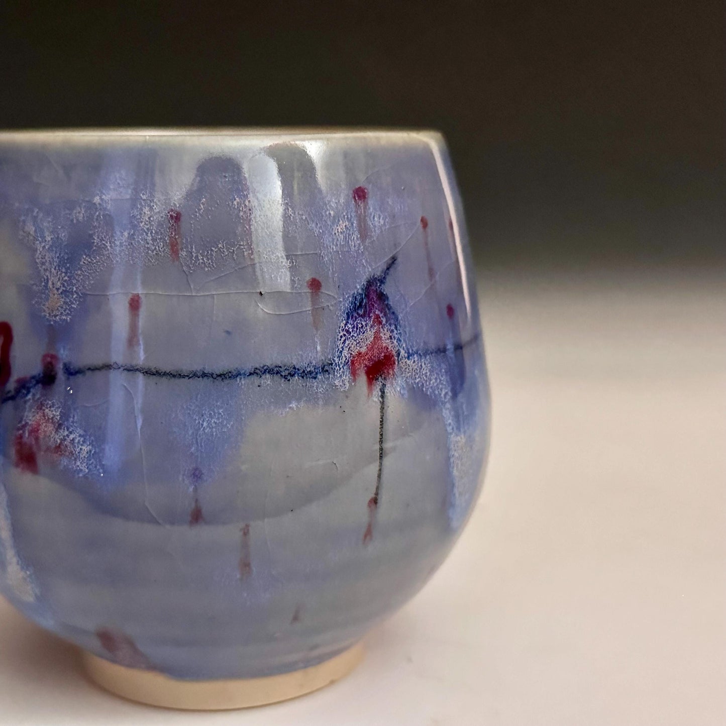 Rain and Cherry Blossom Blue Handmade Mug N013