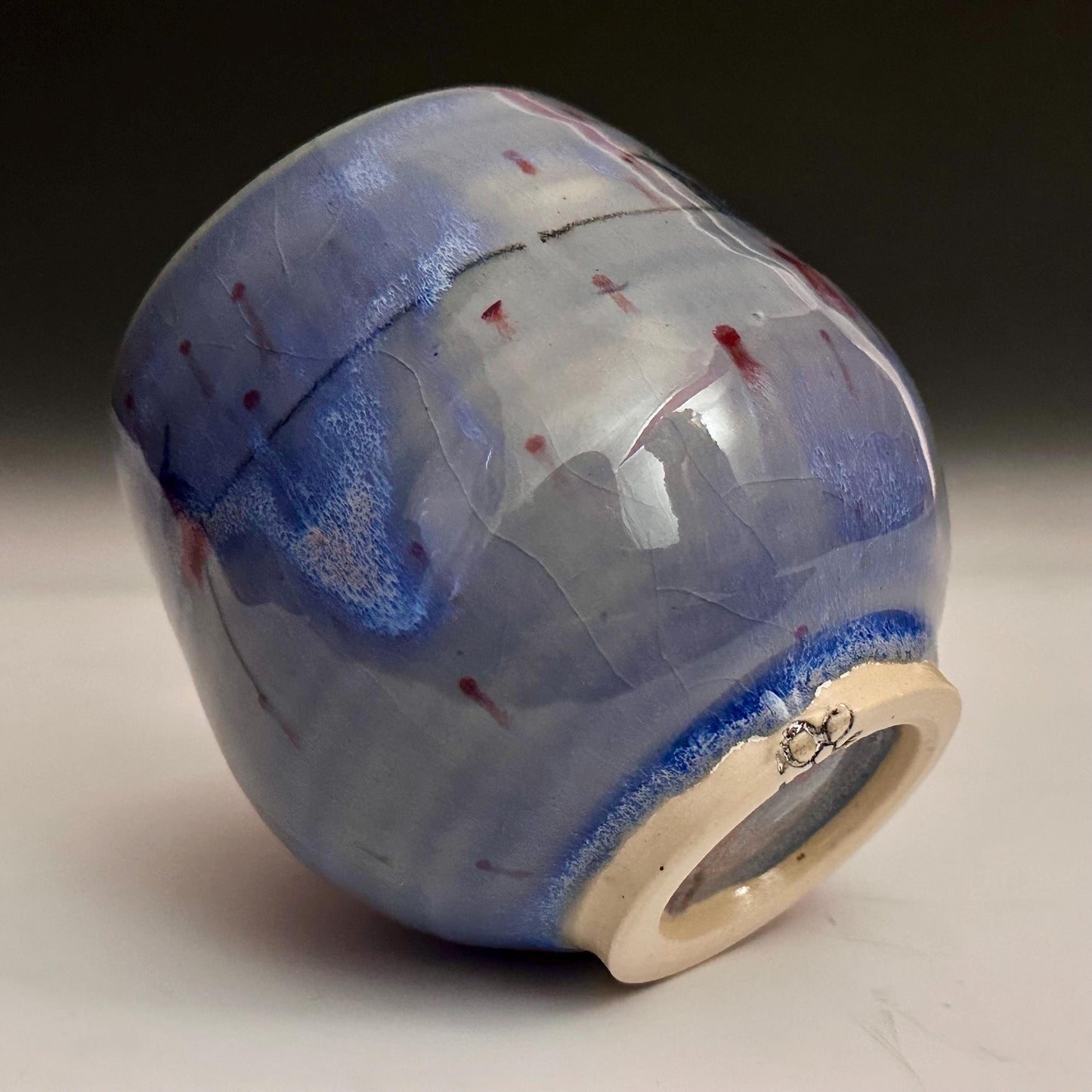 Rain and Cherry Blossom Blue Handmade Mug N013