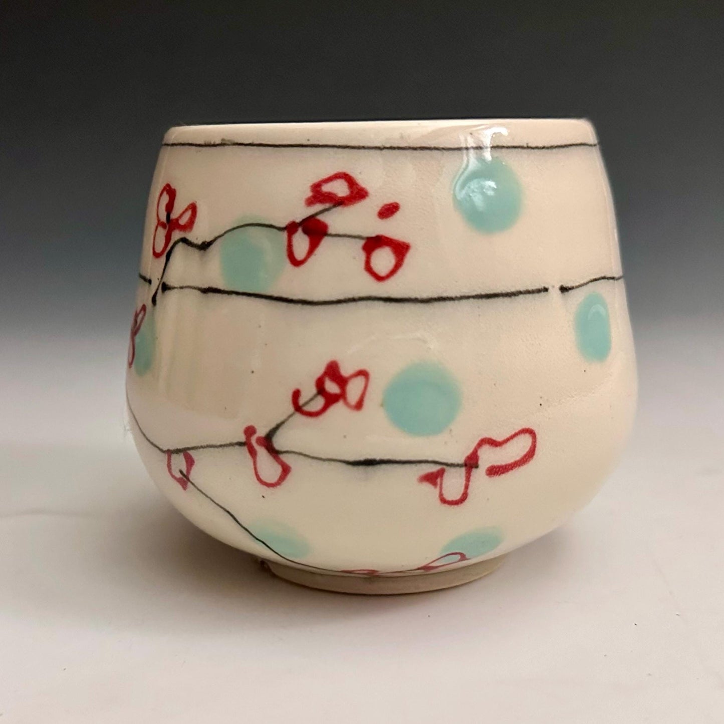 Cherry Blossom Yunomi Handleless Mug Wine Glass Red Flowers NO309