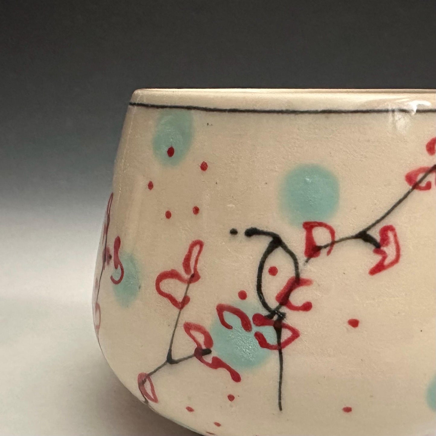 Cherry Blossom Yunomi Handleless Mug Wine Glass Red Flowers NO310
