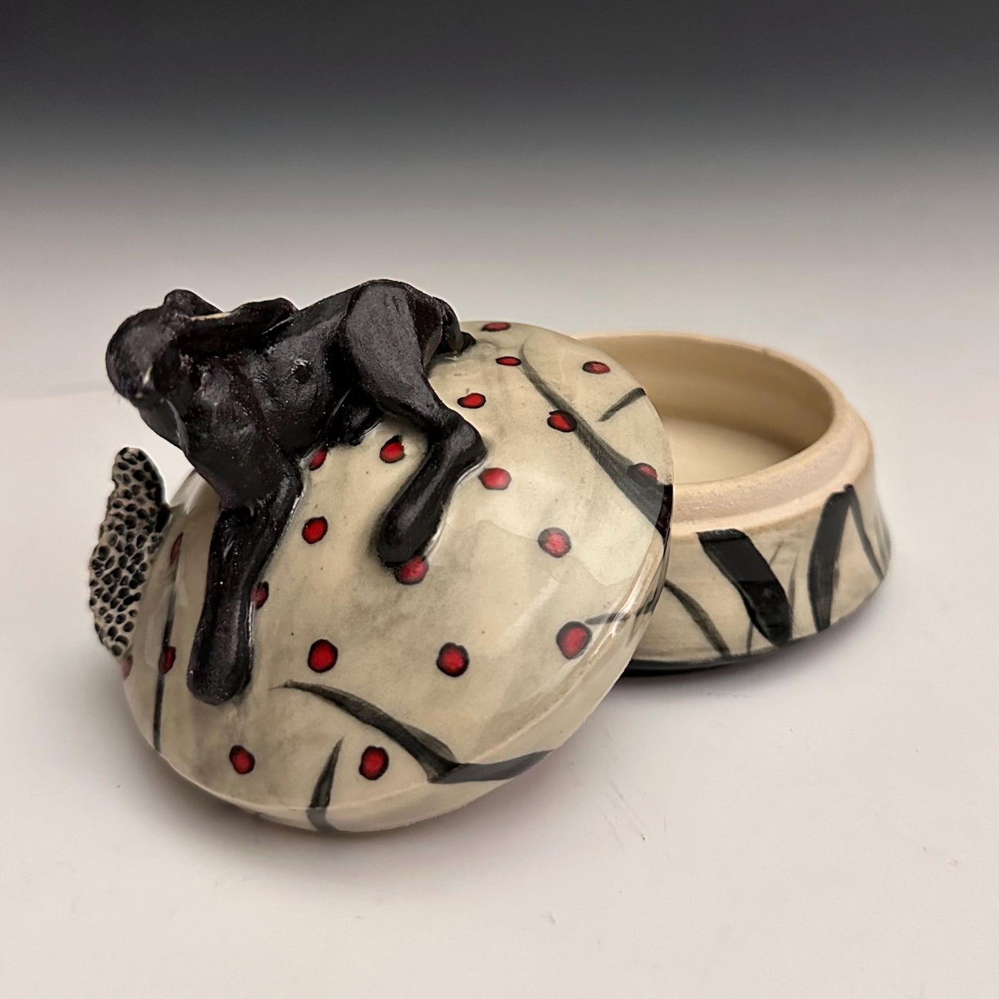 Clay Jewelry Box Hare Rabbit Bunny Whimsical Sculpture Box
