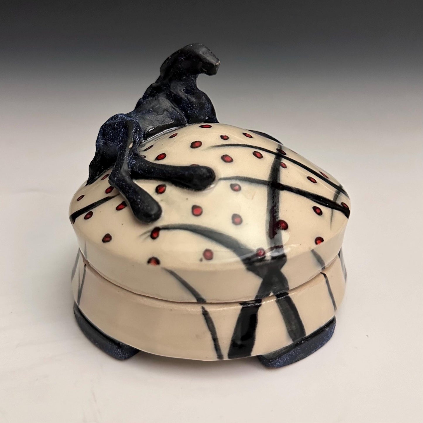 Clay Jewelry Box Hare Rabbit Bunny Blue Sparkle Whimsical Sculpture Box
