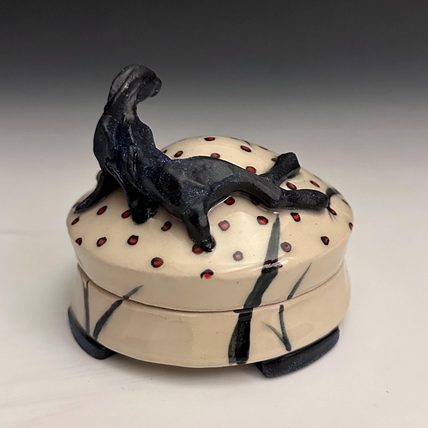 Clay Jewelry Box Hare Rabbit Bunny Blue Sparkle Whimsical Sculpture Box
