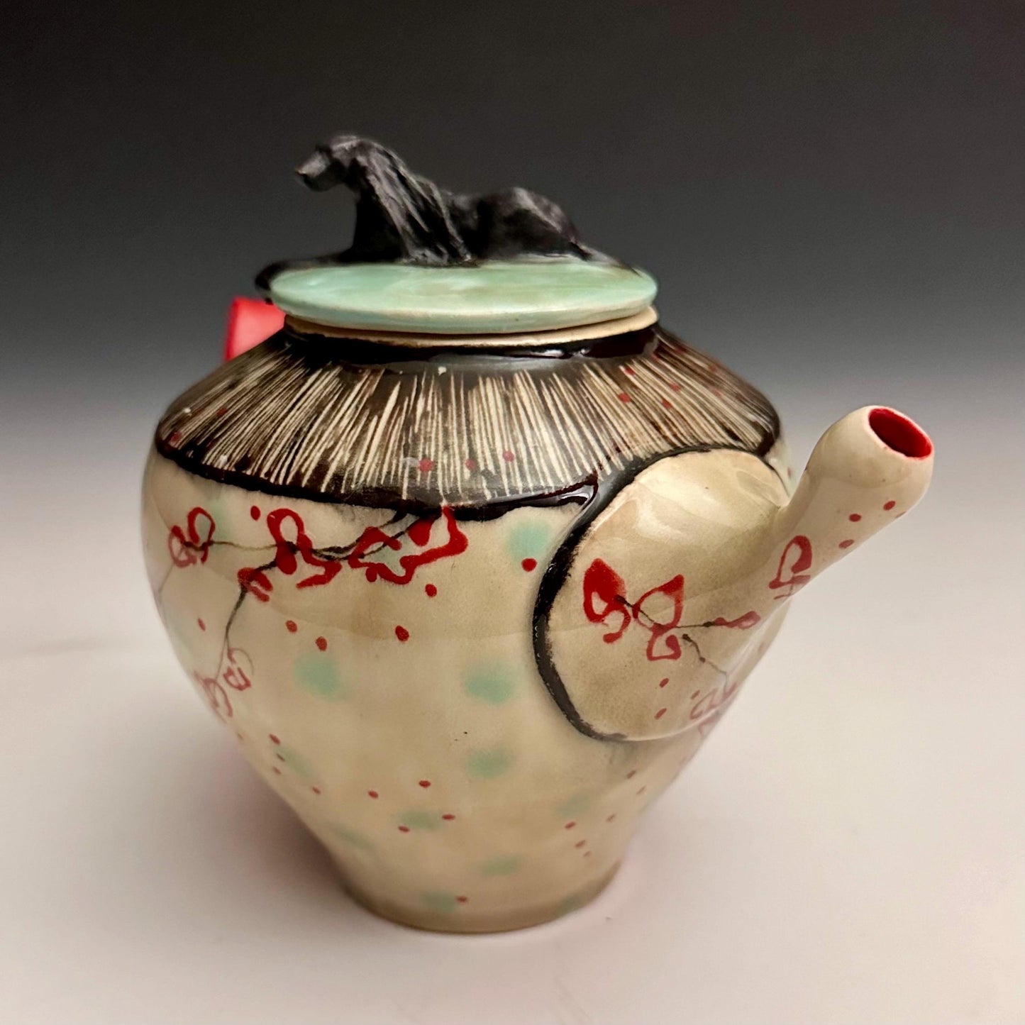 Cherry Blossom Bunny Polka Dot Teapot Personal Teapot