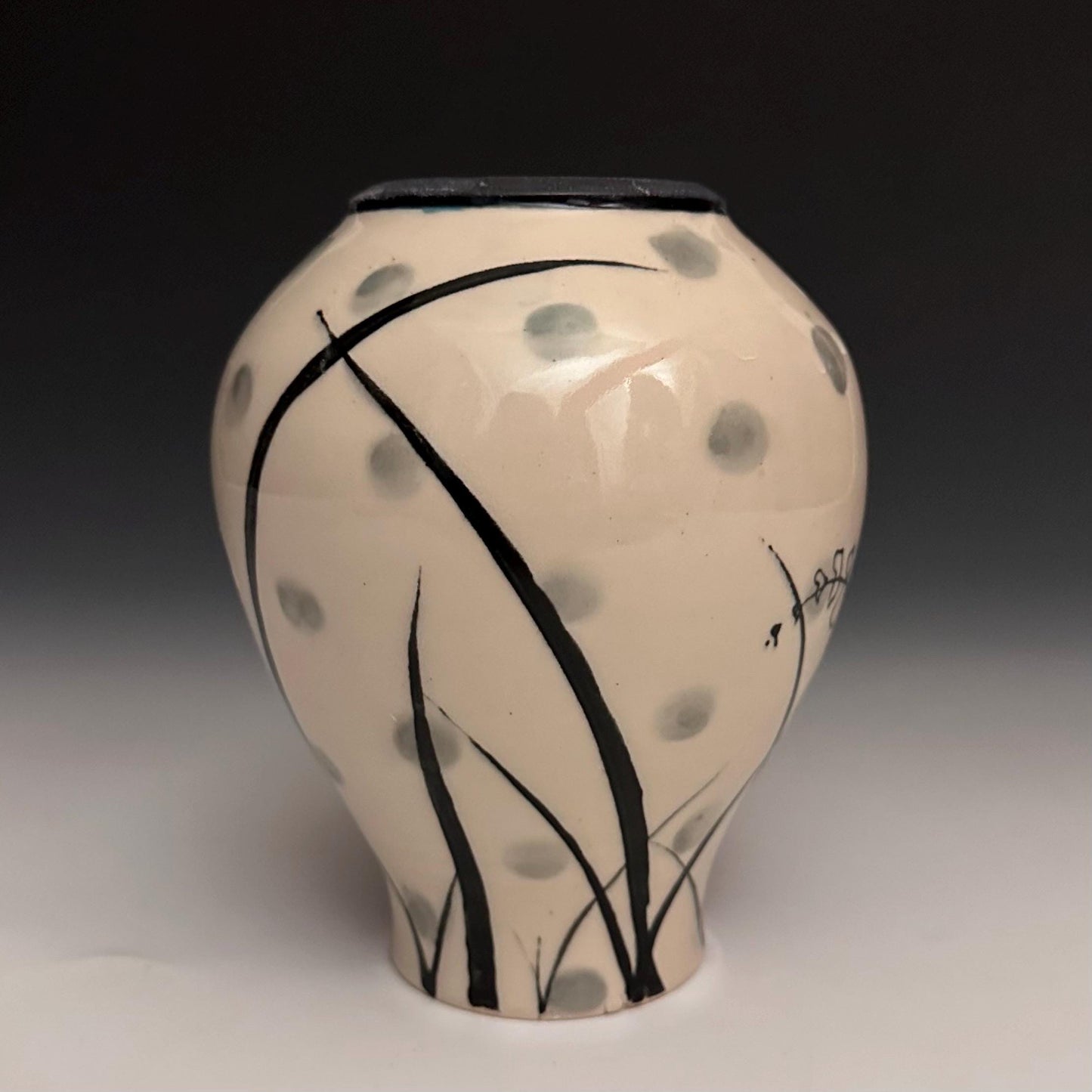 Pottery Vase Bunny in the Moonlight Vase Illustrated Vase N010