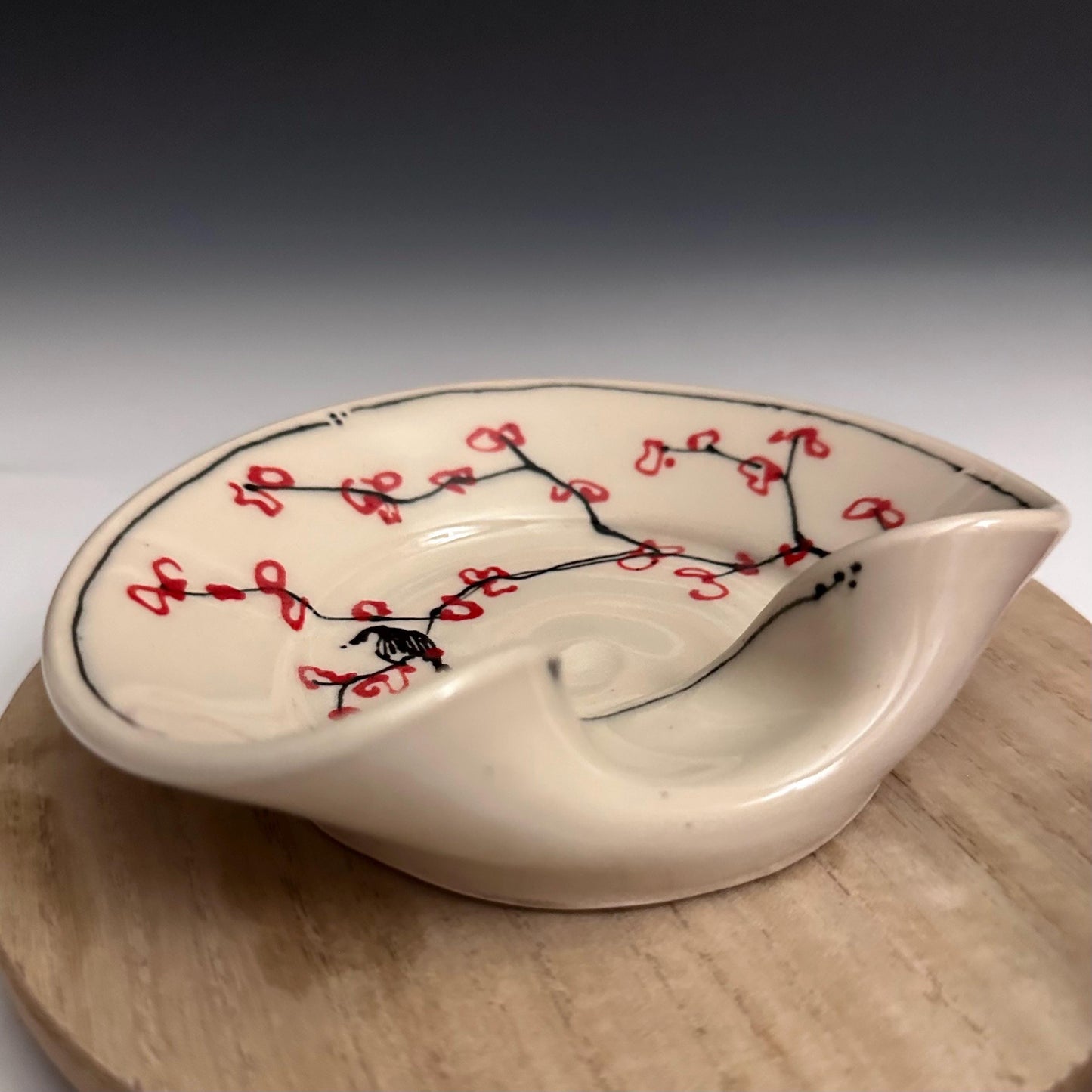 Stovetop Spoon Rest Ladel Rest Utensil Holder Cherry Blossom Illustration Oct013