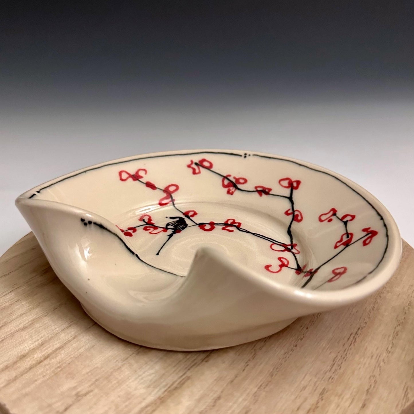 Stovetop Spoon Rest Ladel Rest Utensil Holder Cherry Blossom Illustration Oct013