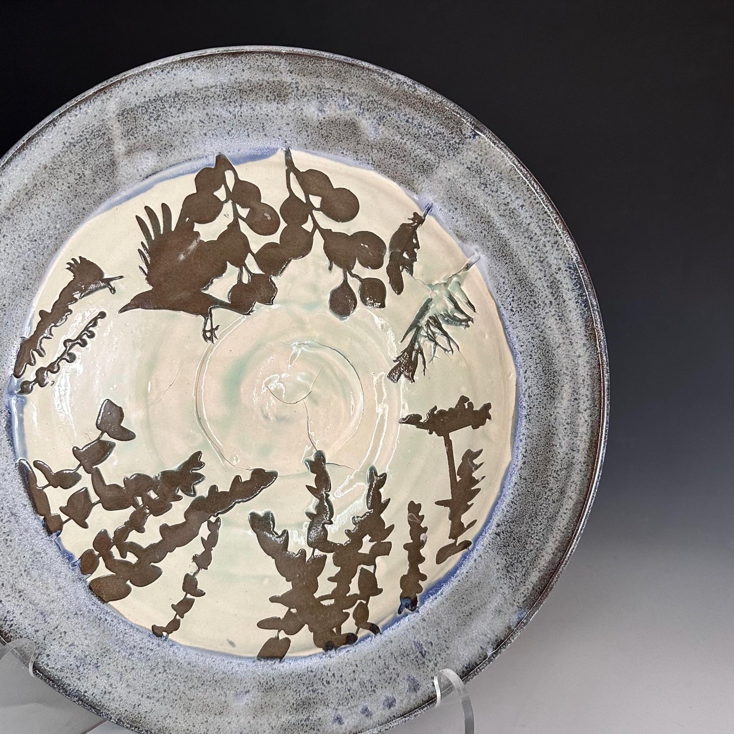 Rustic Blue Raven Large Bowl Fruit Bowl Display