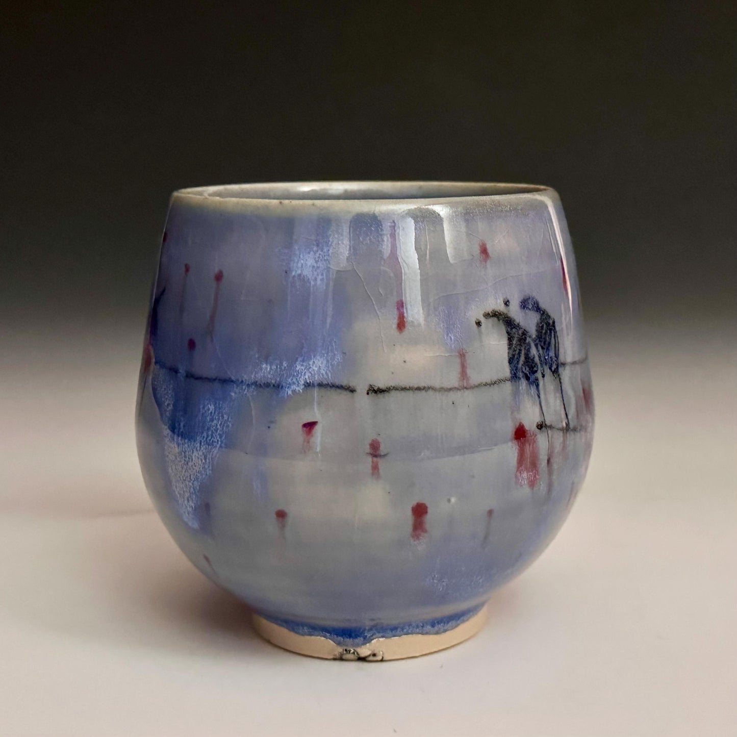 Rain and Cherry Blossom Blue Handmade Mug N013