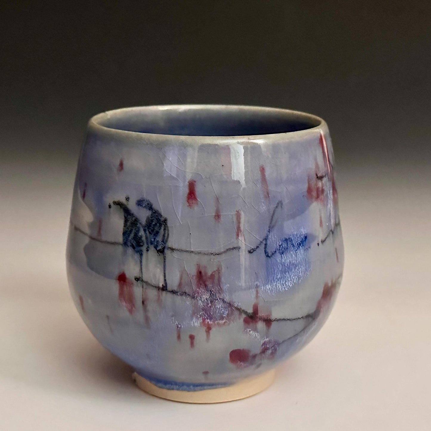 Rain and Cherry Blossom Blue Handmade Mug N013