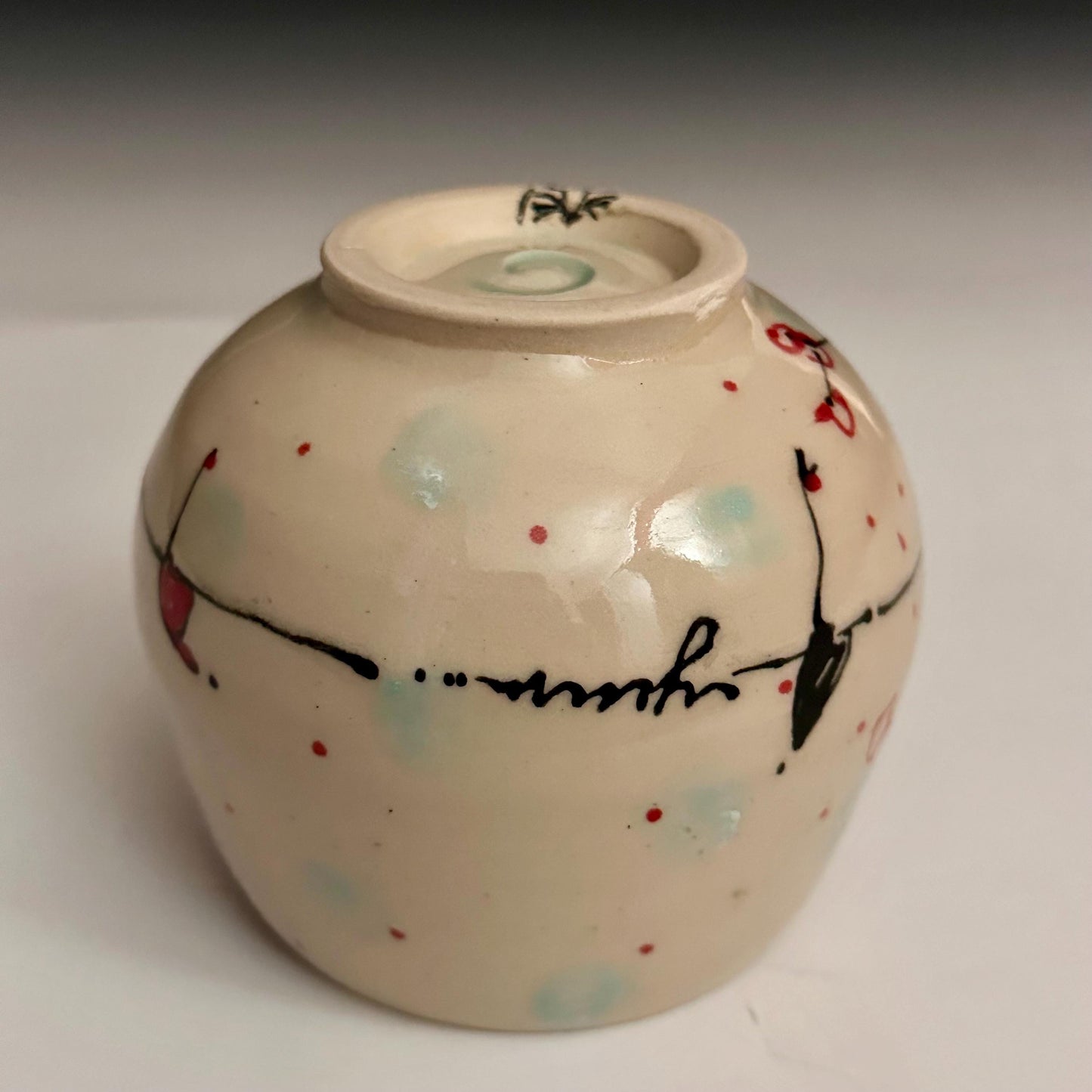 Cherry Blossom Yunomi Handleless Mug Wine Glass Red Flowers A2425