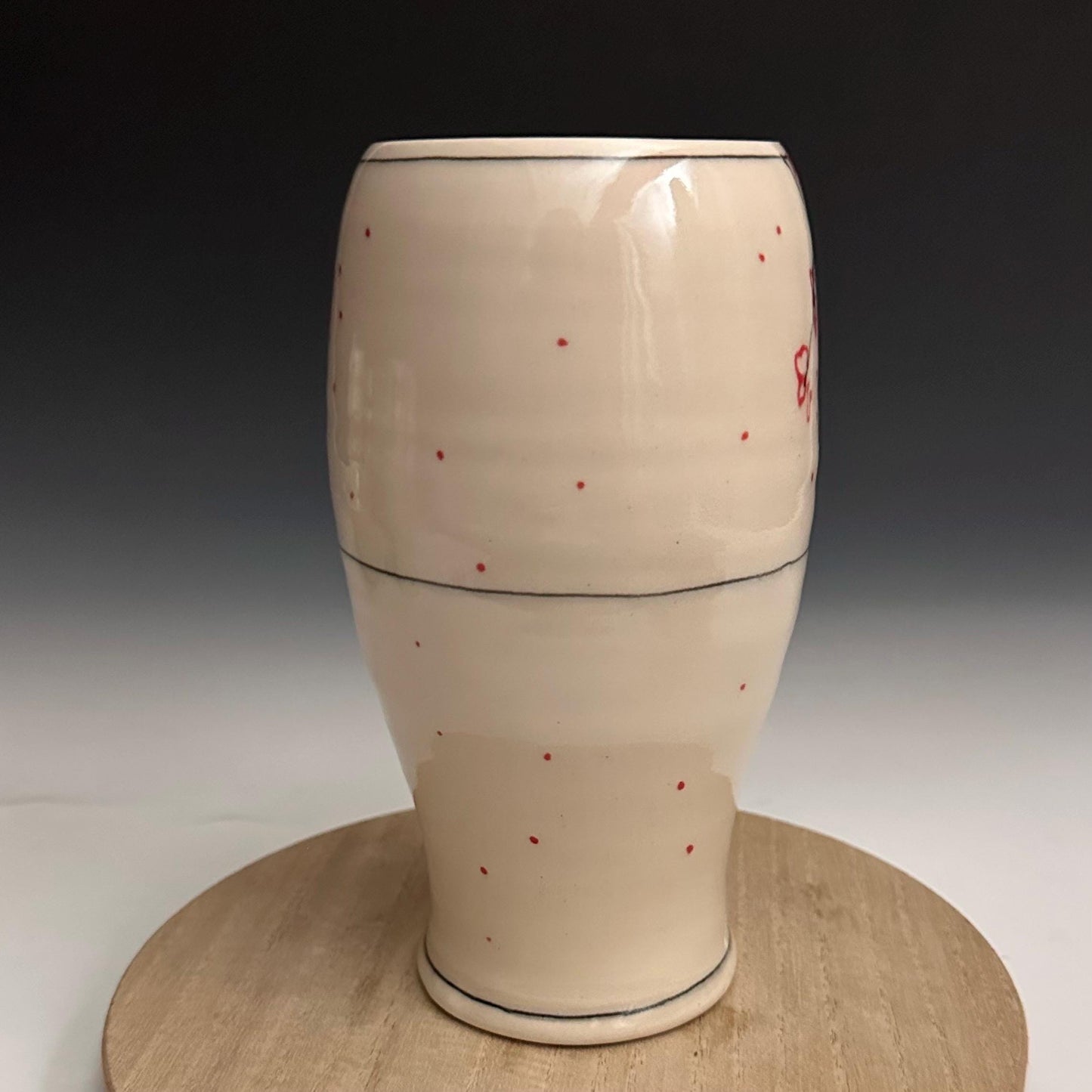 Cherry Blossom Pottery Glass Cup Bird on a Wire NO318