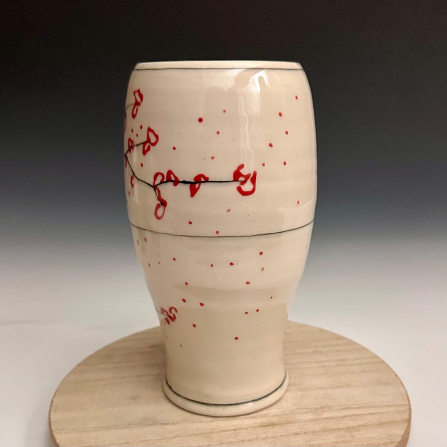 Cherry Blossom Pottery Glass Cup Bird on a Wire NO318