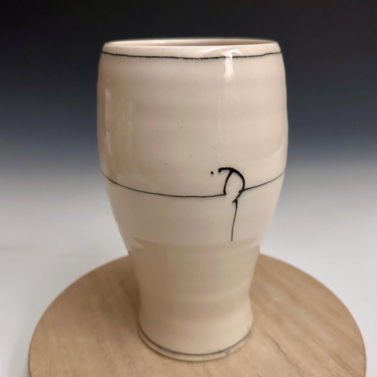 Cherry Blossom Pottery Glass Cup Bird on a Wire NO322