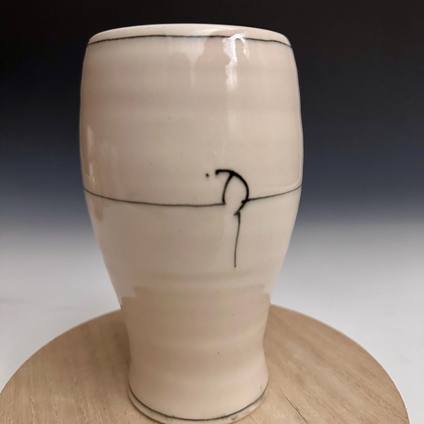 Cherry Blossom Pottery Glass Cup Bird on a Wire NO322