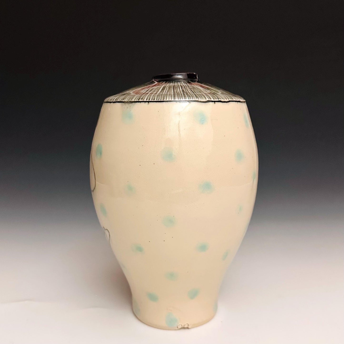Pottery Vase Poppy and Bunny Hand Illustrated Vase F2513
