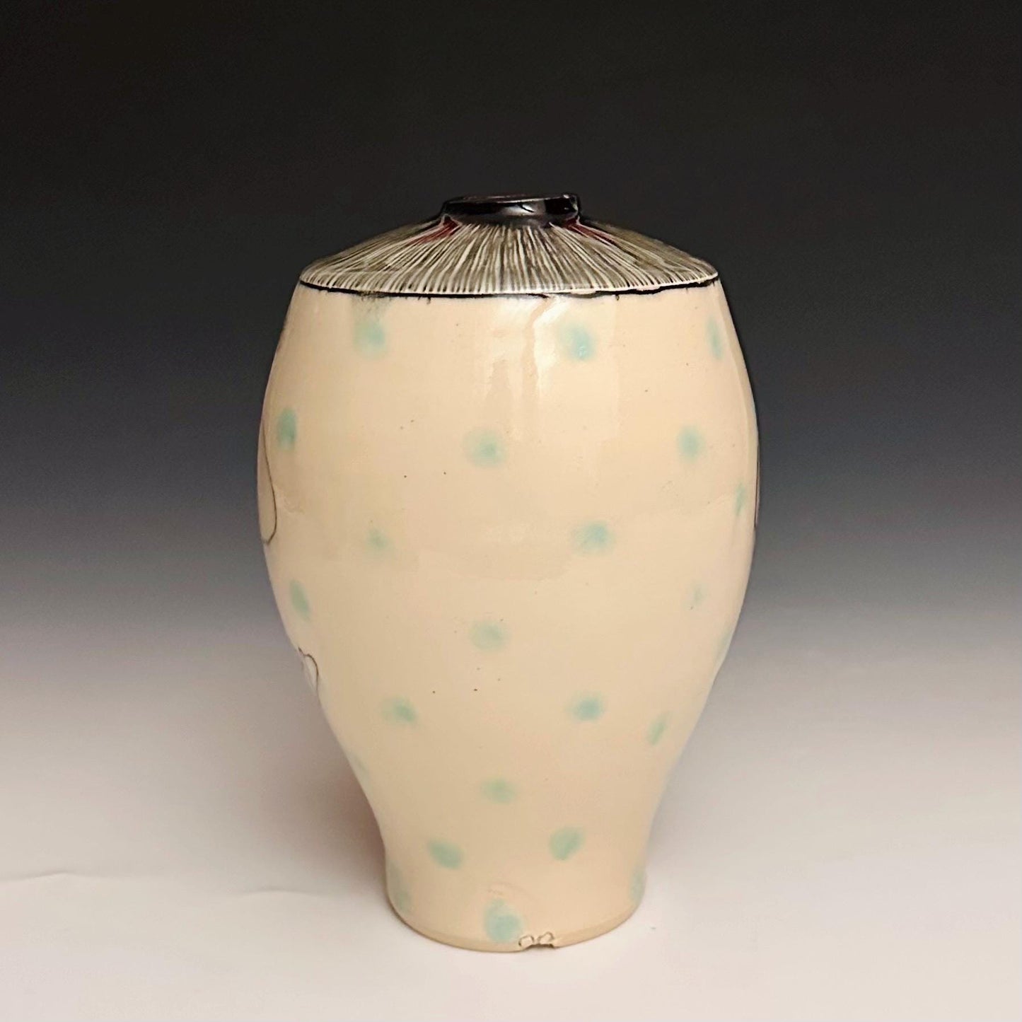 Pottery Vase Poppy and Bunny Hand Illustrated Vase F2513