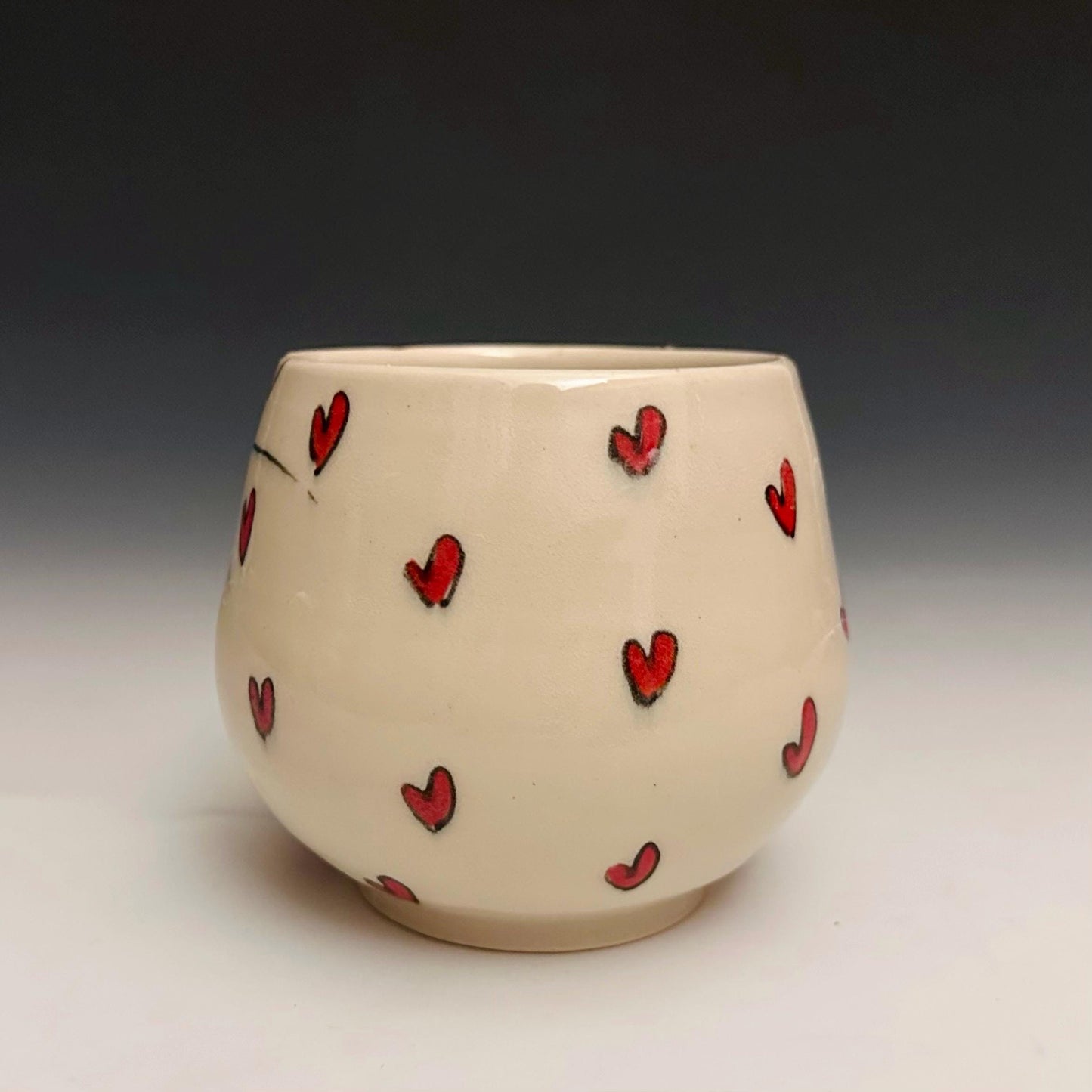 Handmade Bunny and Hearts Pottery Coffee Mug Ceramic F2514