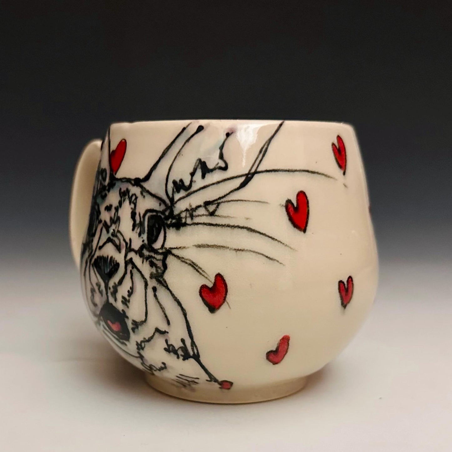 Handmade Bunny and Hearts Pottery Coffee Mug Ceramic F2514