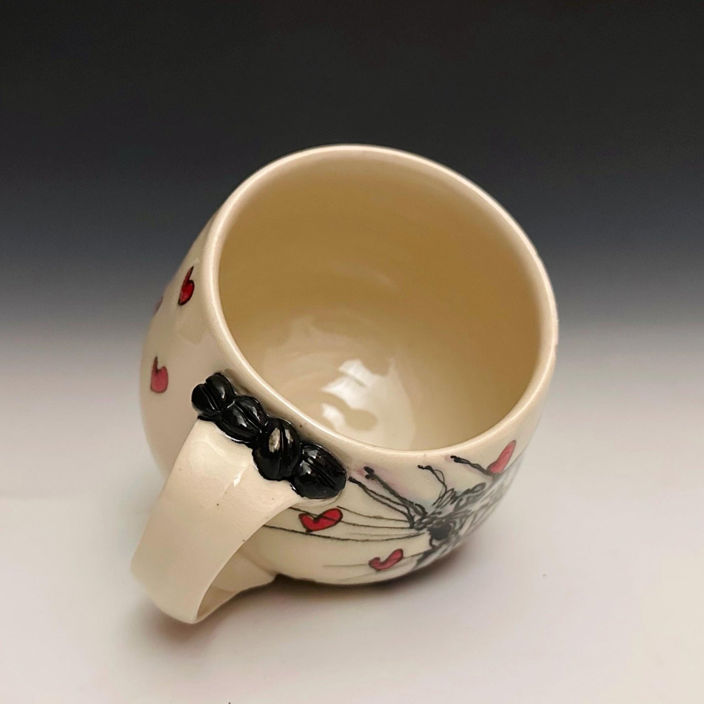 Handmade Bunny and Hearts Pottery Coffee Mug Ceramic F2514