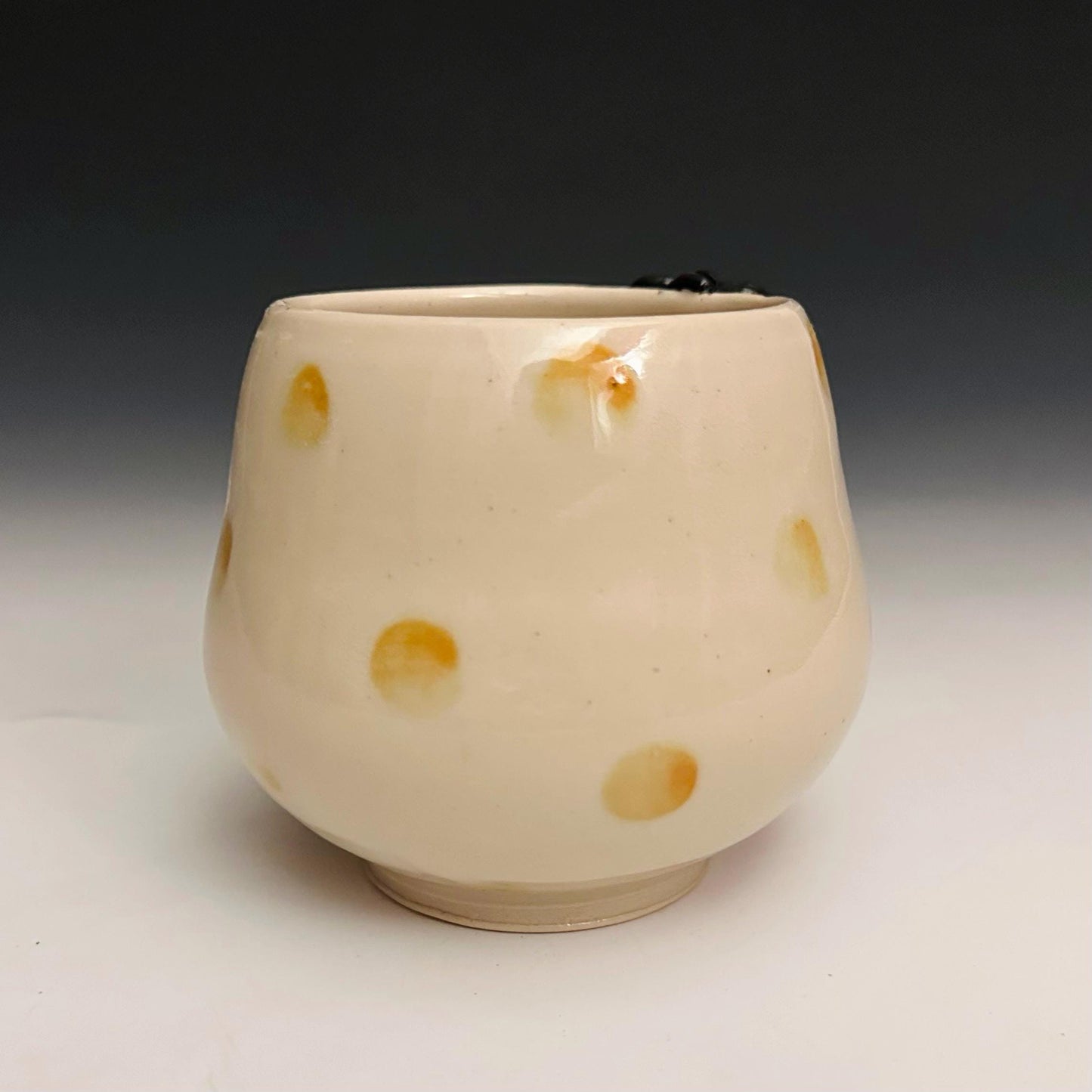Handmade Bunny Flowers and Yellow Dots Pottery Coffee Mug Ceramic F2515
