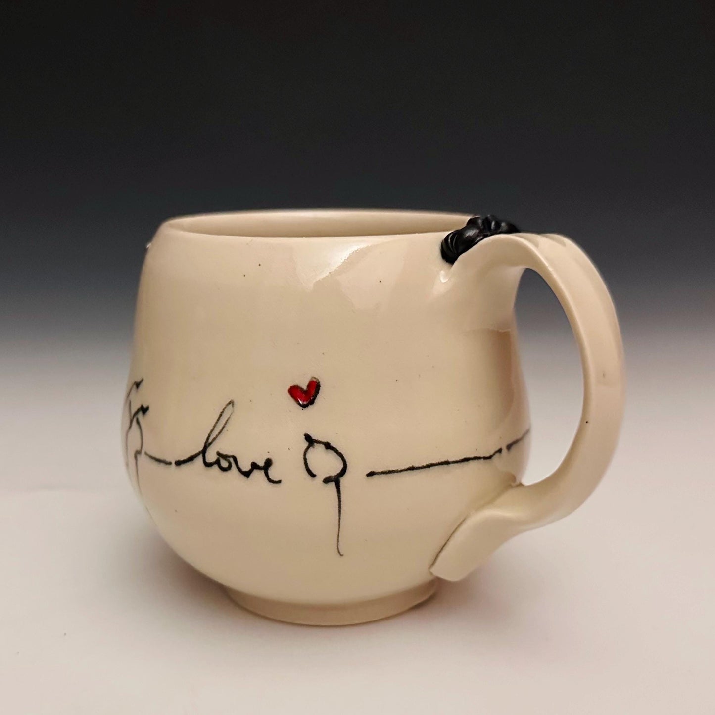 Love Birds and Hearts and Birds Pottery Mug Handmade Coffee Cup F2517