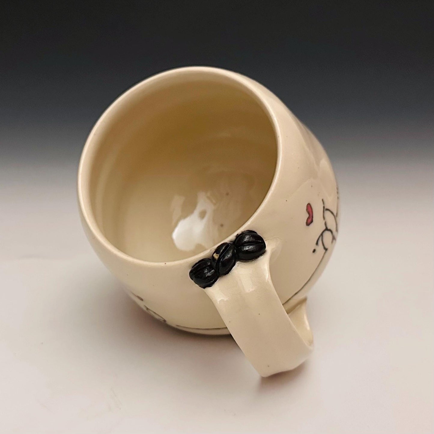Love Birds and Hearts and Birds Pottery Mug Handmade Coffee Cup F2517