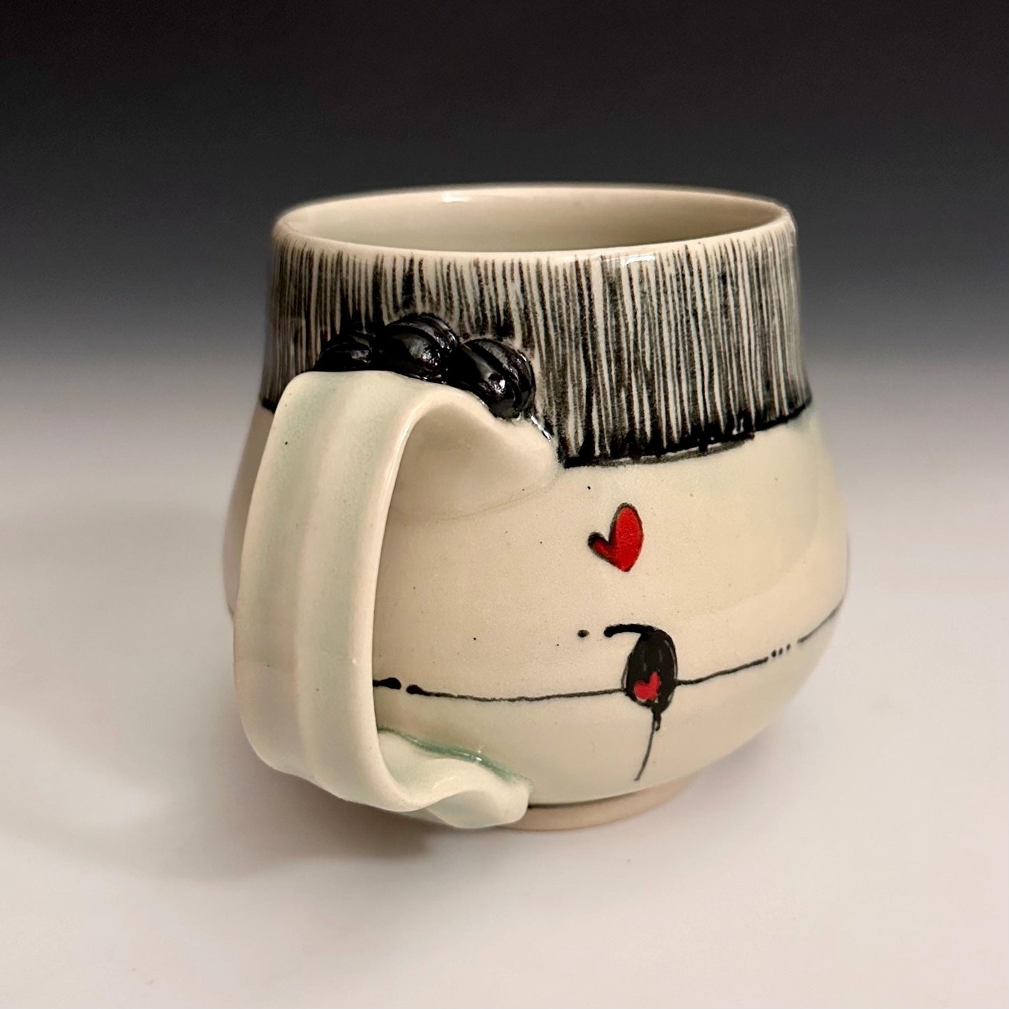 Pottery Mug Coffee Cup “love loudly” Stoneware Mug Handmade Pottery Bird on a Wire F2530