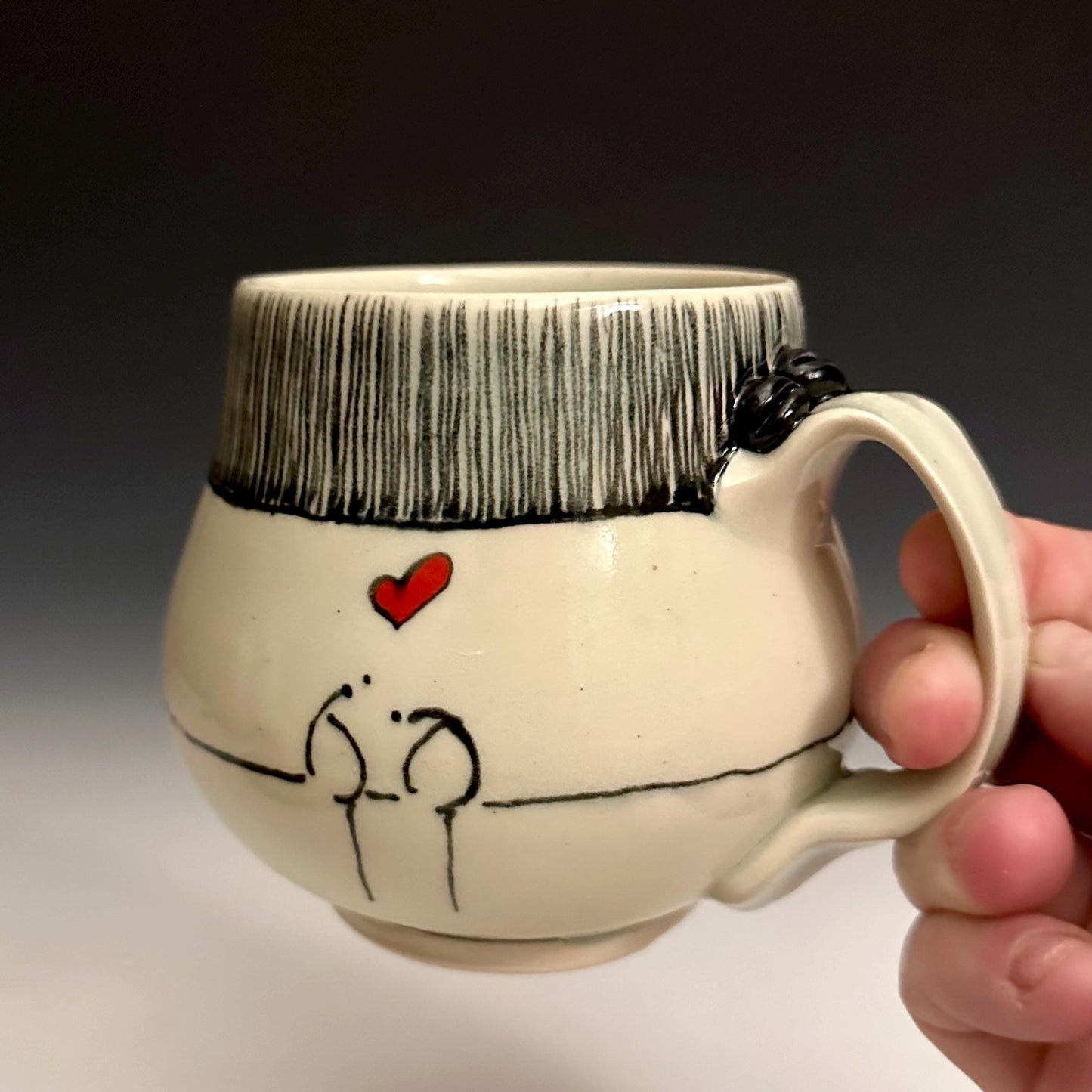 Pottery Mug Coffee Cup “love loudly” Stoneware Mug Handmade Pottery Bird on a Wire F2530