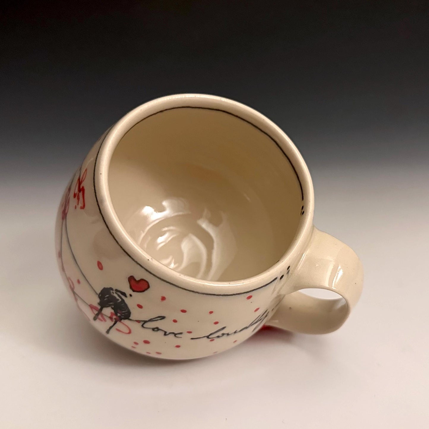 Pottery Mug Coffee Cup “love loudly” Stoneware Mug Handmade Pottery Cherry Blossom Bird on a Wire F2531