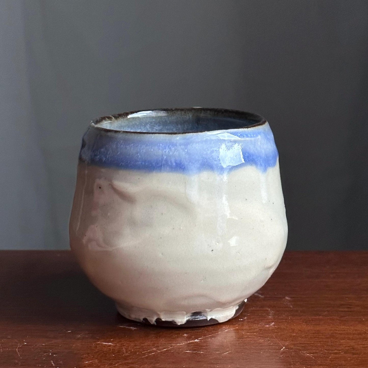 Feathers Cup Yunomi Handleless Mug Blue A101