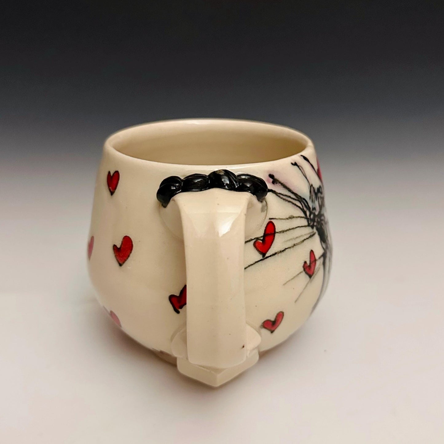Handmade Bunny and Hearts Pottery Coffee Mug Ceramic F2514