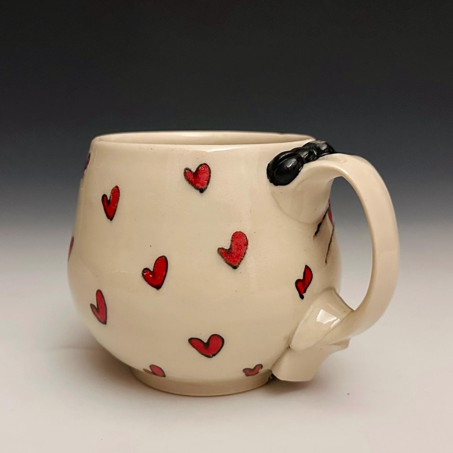 Handmade Bunny and Hearts Pottery Coffee Mug Ceramic F2514