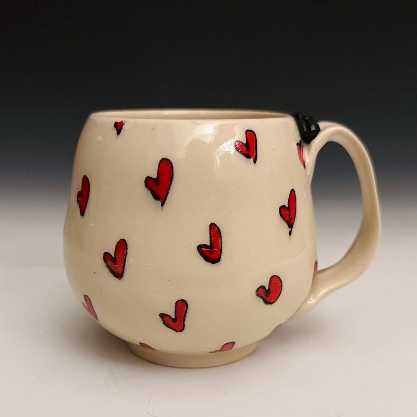 Handmade Pigeon and Hearts Pottery Coffee Mug Ceramic F2518