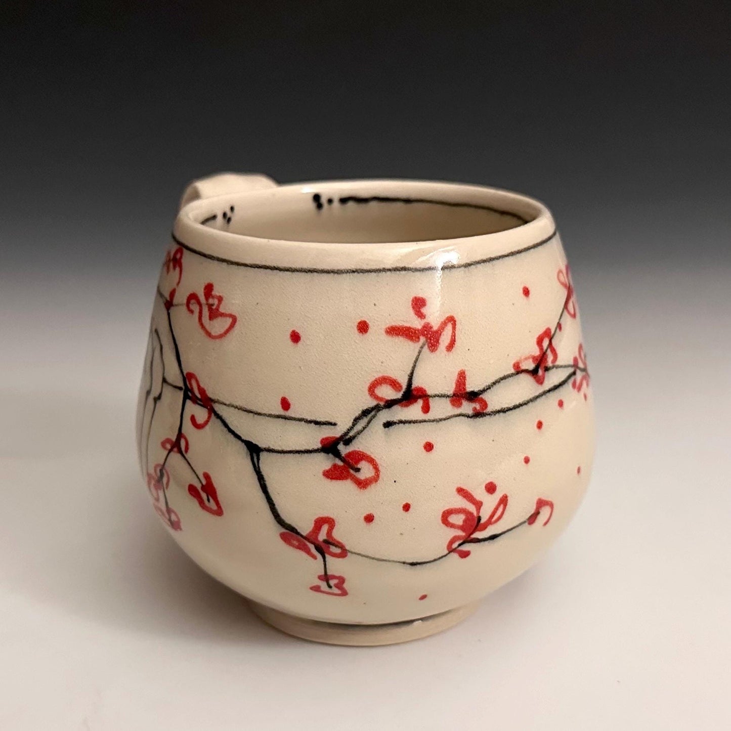 Pottery Mug Coffee Cup “love loudly” Stoneware Mug Handmade Pottery Cherry Blossom Bird on a Wire F2531